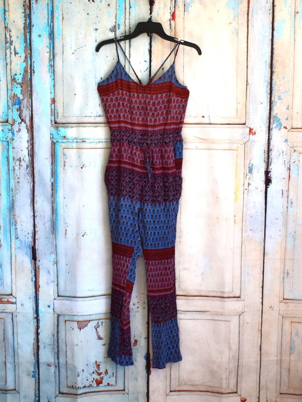 Women's En Creme Jumpsuit Sleeveless Criss Cross MEDIUM Multicolor
